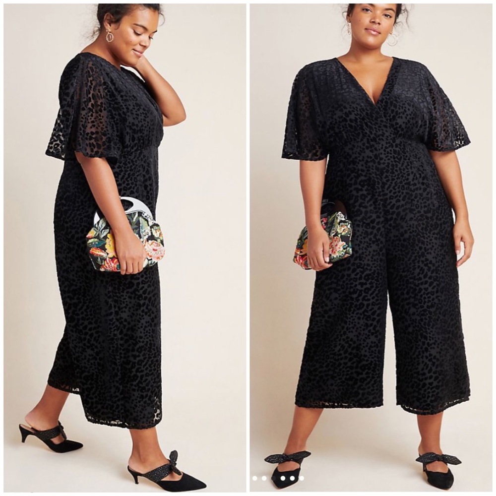 NEW Anthro Greylin Cerise Leopard Velvet Jumpsuit